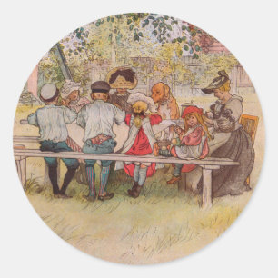 Ontbijt onder de Big Birch door Carl Larsson Ronde Sticker