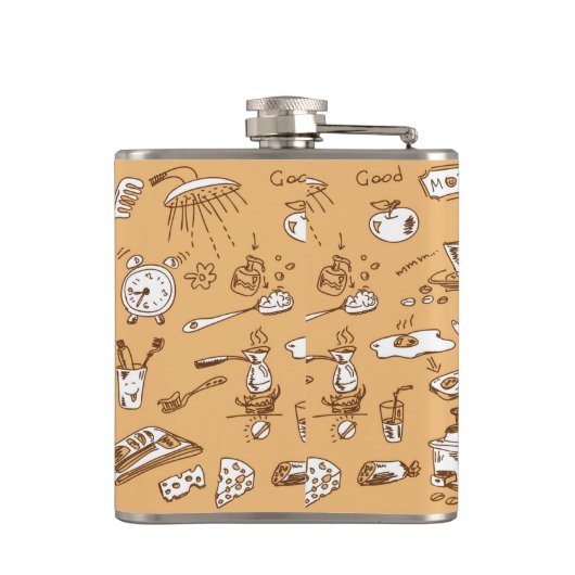 Ontbijt patroon 2 heupfles (Achterkant)