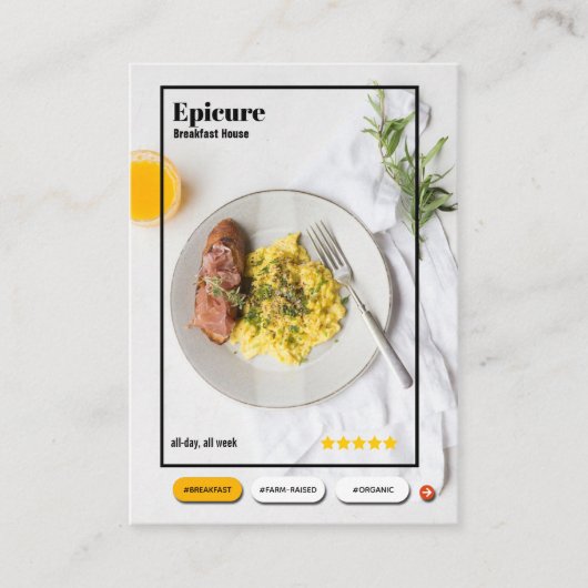 Ontbijt Restaurant Interface visitekaartje (Voorkant)