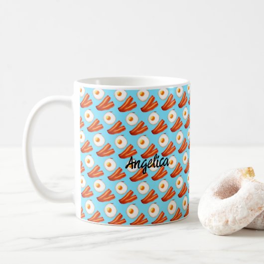Ontbijt spek en ei koffiemok (Met donut)