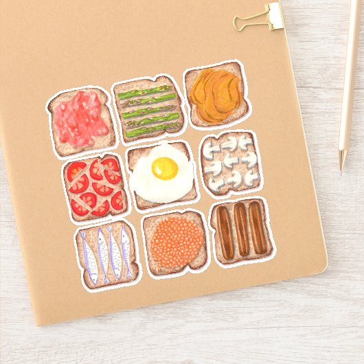 Ontbijt Toast Slices Custom-Cut Sticker (Notitieboek)