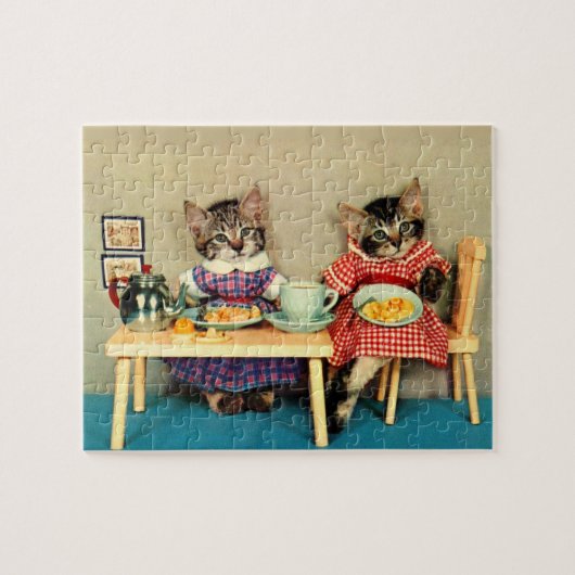 ontbijt van tabby kittens legpuzzel (Horizontaal)