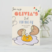 Ontbijtbrunch kinder 2e verjaardagsfeestje kaart (Staand voorkant)