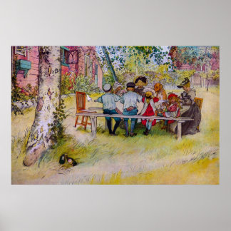 Ontbijten onder de vlag van Carl Larsson Poster