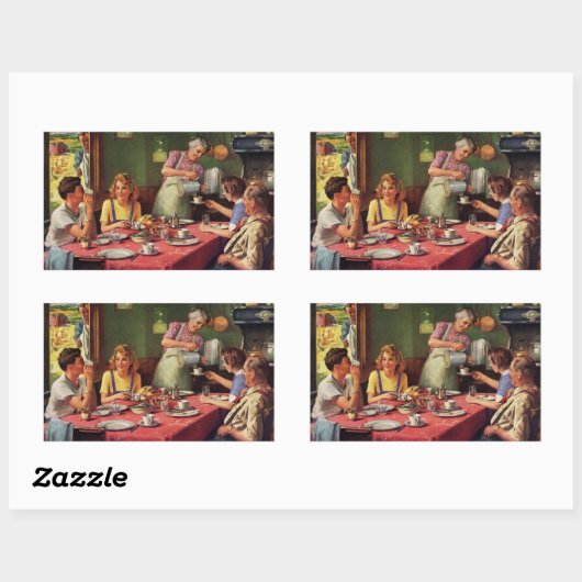 ontbijtontbijt bij het eten in de keuken rechthoekige sticker (Vel)