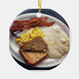 Ontbijttijd - Bacon Eggs Toast Grits Keramisch Ornament
