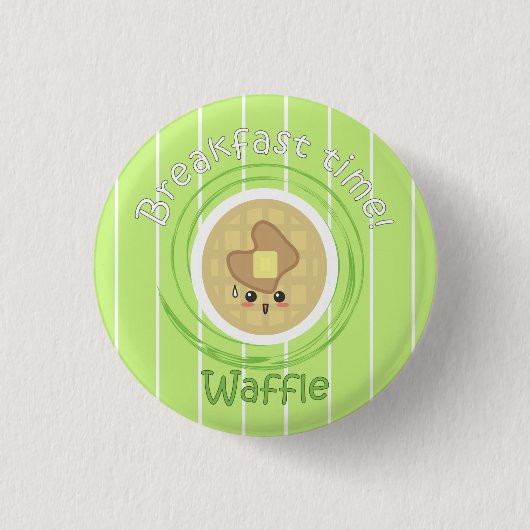 Ontbijttijd - Waffle Ronde Button 3,2 Cm (Voorkant)