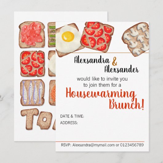 Ontbijttoast Brunch-uitnodigingen Kaart (Voorkant / Achterkant)