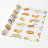 Ontbijtvoeding Koffie, Croissant, Eieren, Bagels Cadeaupapier (Uitgerold)