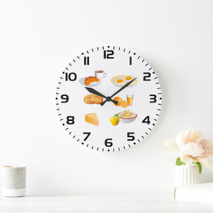 Ontbijtvoeding Koffie, Croissant, Eieren, Bagels Grote Klok