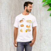 Ontbijtvoeding Koffie, Croissant, Eieren, Bagels T-shirt