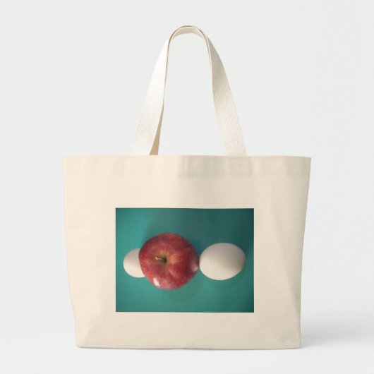 Ontbijtvrienden: Twee eieren $ Een Apple Stilleven Grote Tote Bag (Voorkant)