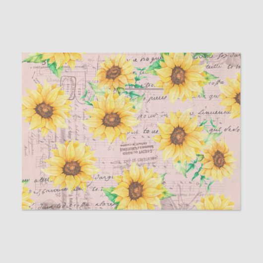 Ontbinding van zonnebloemen en Script Floral Tissuepapier (Voorkant)