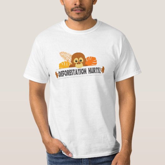 Ontbossing van orang-oetans schaadt de boodschap v t-shirt (Voorkant)