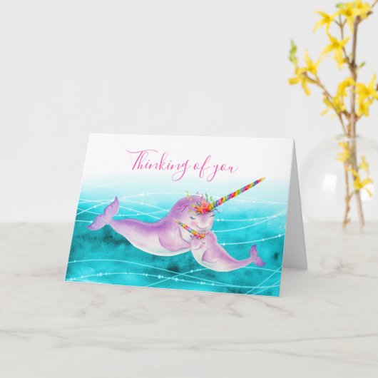 Ontbreekt u Narwhal onderwater waterverf kaart (Gele Bloem)