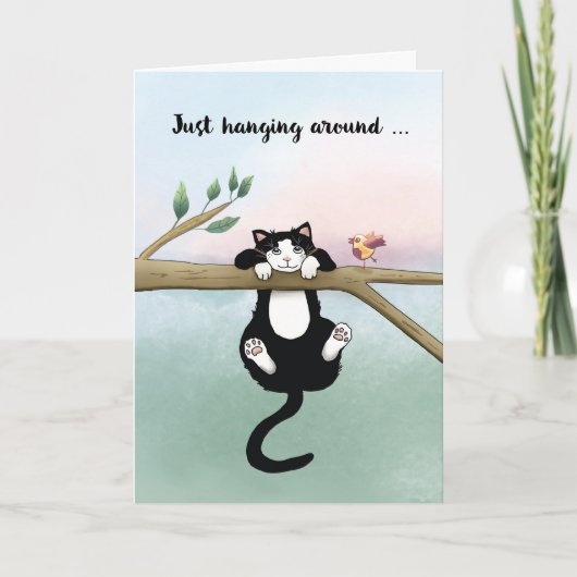 Ontbrekend dat je rondvliegt met stutkat met vogel kaart (Voorkant)