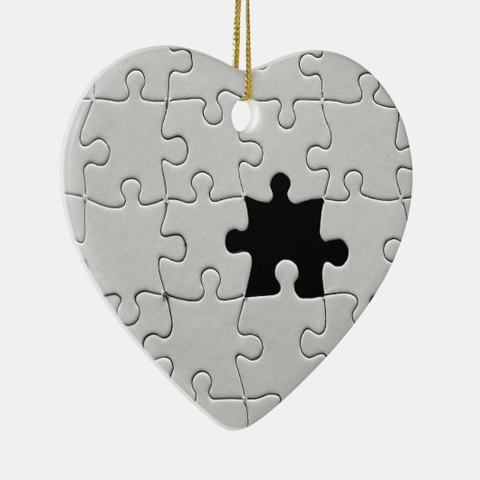 Ontbrekend Jigsee Puzzle Piece Black and White Keramisch Ornament (Rechts)