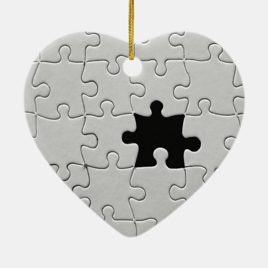 Ontbrekend Jigsee Puzzle Piece Black and White Keramisch Ornament (Achterkant)