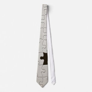 Ontbrekend Jigsee Puzzle Piece White Stropdas