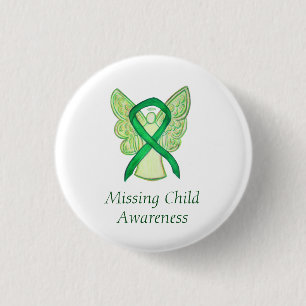 Ontbrekend kind Green Awareness Ribbon Angel Pins Ronde Button 3,2 Cm