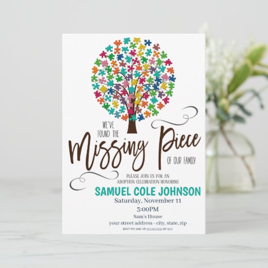 Ontbrekend stuk Adoptie Viering uitnodiging (Staand voorkant)