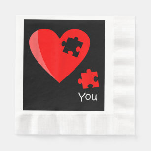 Ontbrekend stuk Heart Puzzle Valetines Day Shirt G Servet