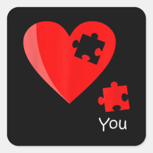 Ontbrekend stuk Heart Puzzle Valetines Day Shirt G Vierkante Sticker