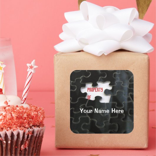 Ontbrekend stuk puzzelstuk vierkante sticker (Feest)