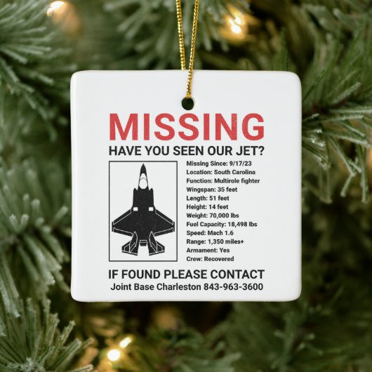 Ontbrekende F-35 Jet Keramisch Ornament (Boom)