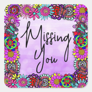 Ontbrekende Floral Border Vierkante Sticker