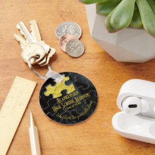 Ontbrekende Puzzle Piece Black Gold Class Reunion Sleutelhanger