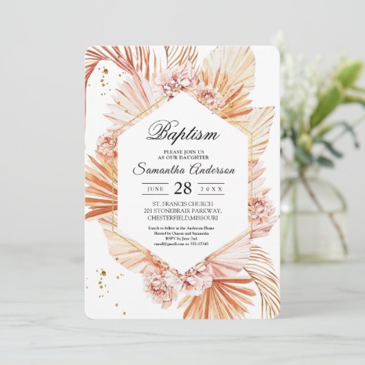 Ontdaan van terracotta Gedroogd palmlef Oranje Lij Kaart (Staand voorkant)