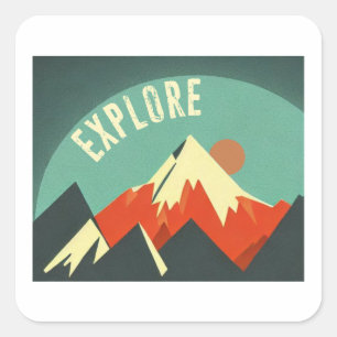 Ontdek bergen vierkante sticker