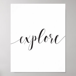 Ontdek Calligrafie zwart-wit Inspirerend Poster