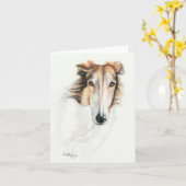 Ontdek de Borzoi Original Dog Art Note Kaart (Gele Bloem)