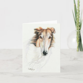 Ontdek de Borzoi Original Dog Art Note Kaart