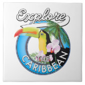 Ontdek de Caraïbische reispatch. Tegeltje (Voorkant)