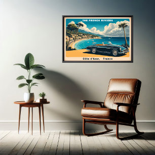 Ontdek de Franse Rivièra Vintage Travel Poster