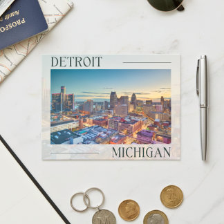 Ontdek de levendige geest van Detroit, Michigan Briefkaart