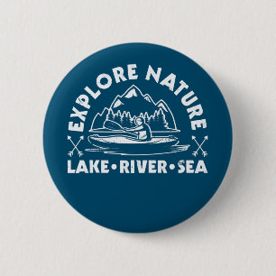Ontdek de Natuur: Kayaking Adventures Ronde Button 5,7 Cm