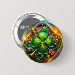 Ontdek de perfecte harmonie van Shamrock, Musical Ronde Button 5,7 Cm