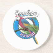Ontdek de retro-logo van Hawaii Zandsteen Onderzetter (Voorkant)