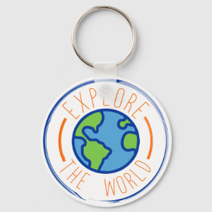 Ontdek de sticker voor reizen wereldwijd sleutelhanger