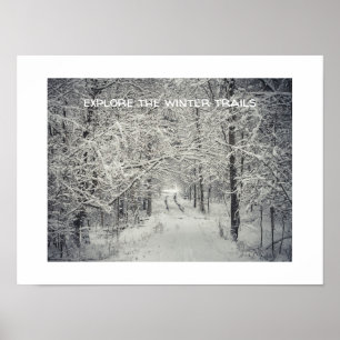 Ontdek de winterse bospaden poster