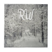 Ontdek de winterse bospaden tegeltje (Voorkant)