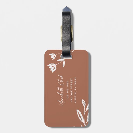 Ontdek + Dream Natural Tones en Floral Photo Bagagelabel (Achterkant verticaal)