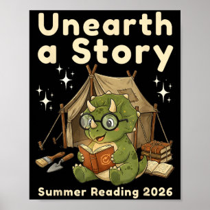 Ontdek een verhaal zomerlezen 2026 triceratops poster