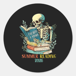 Ontdek een verhaal zomerlezen 2026 vintage ronde sticker