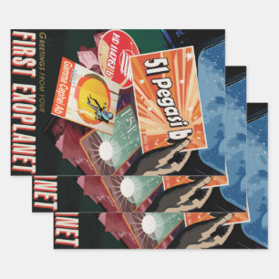 Ontdek Eerste Exo-planeet Gevonden Ruimte NASA Inpakpapier Vel