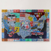 Ontdek het Amerikaanse Bord Art Collage Legpuzzel (Horizontaal)